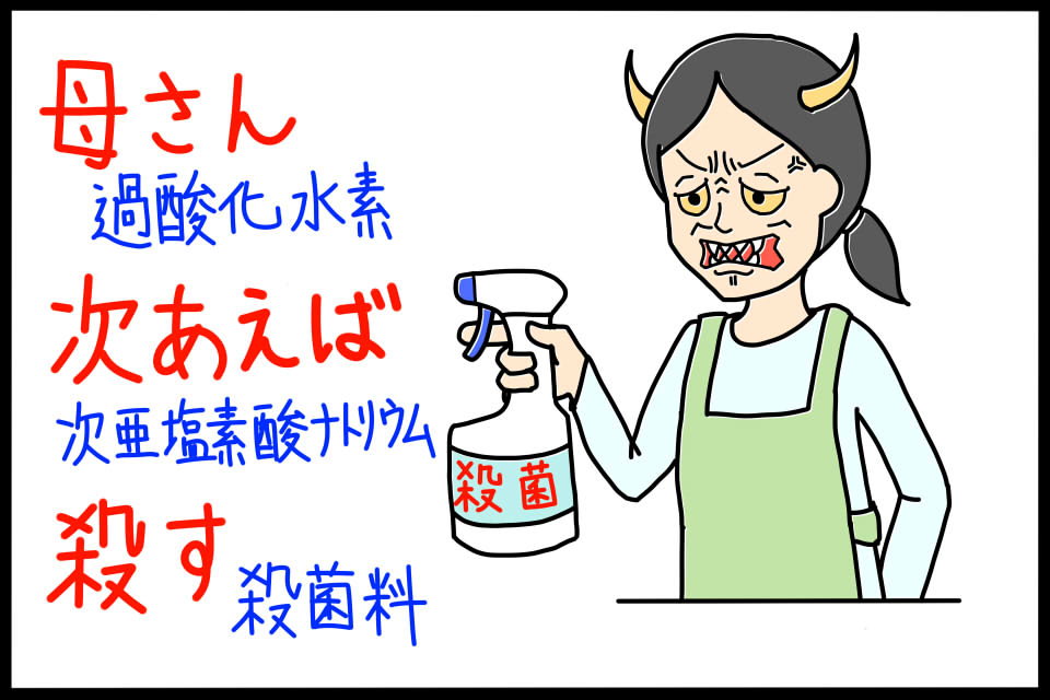 食品添加物のうち殺菌料を暗記するためのゴロイラスト