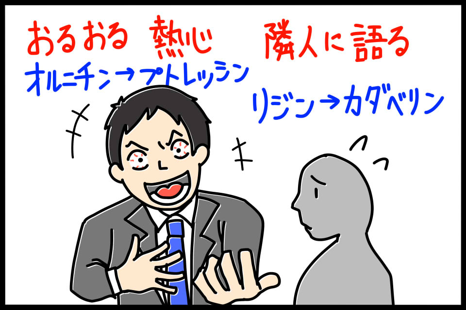 アミノ酸の脱炭酸反応を暗記するためのゴロイラスト