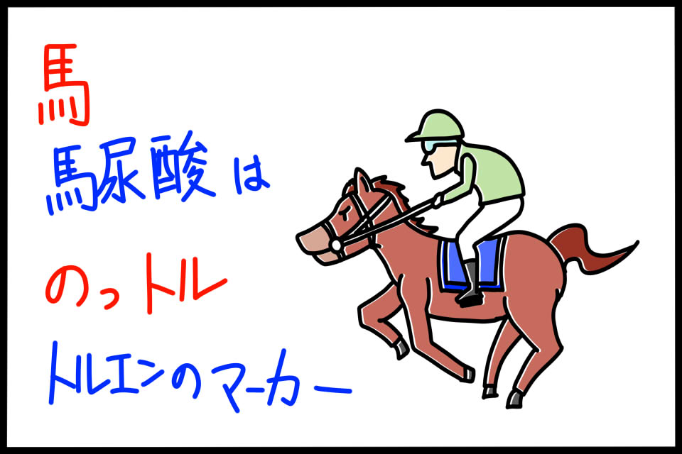 トルエンのバイオマーカーは馬尿酸　ゴロイラスト